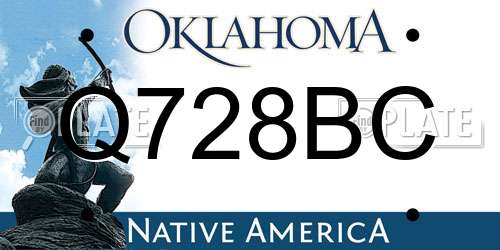 Q728BC Oklahoma License Plate