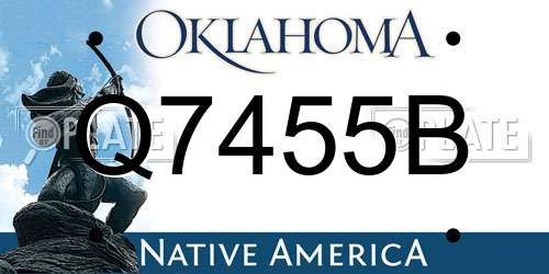 Q7455B Oklahoma License Plate