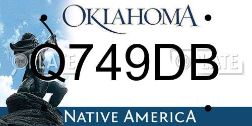 Q749DB Oklahoma License Plate