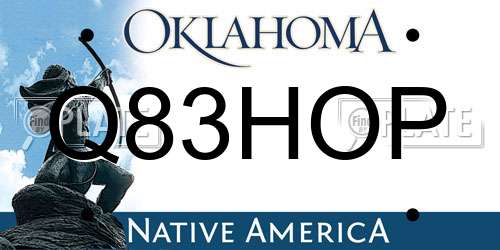Q83HOP Oklahoma License Plate