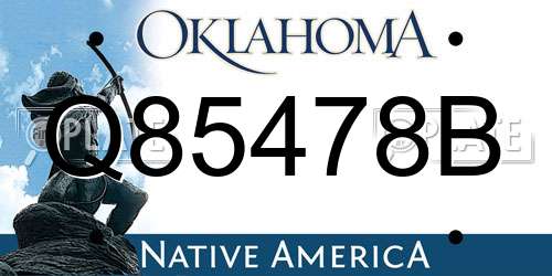 Q85478B Oklahoma License Plate