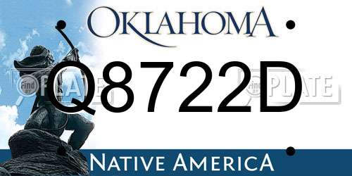 Q8722D Oklahoma License Plate