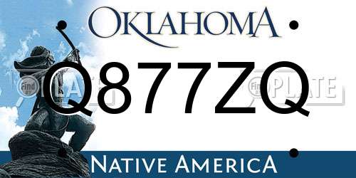 Q877ZQ Oklahoma License Plate