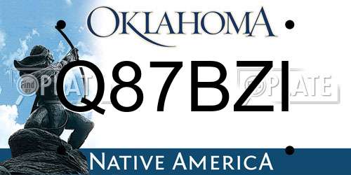 Q87BZI Oklahoma License Plate