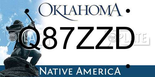 Q87ZZD Oklahoma License Plate