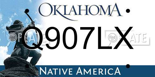 Q907LX Oklahoma License Plate