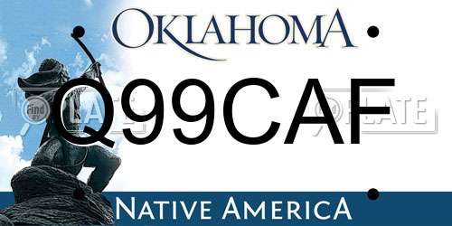 Q99CAF Oklahoma License Plate