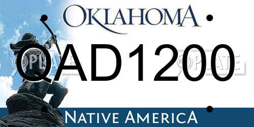 QAD1200 Oklahoma License Plate