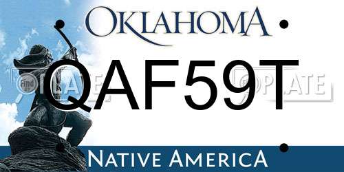 QAF59T Oklahoma License Plate
