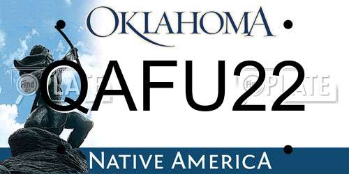 QAFU22 Oklahoma License Plate