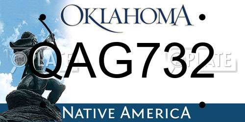 QAG732 Oklahoma License Plate
