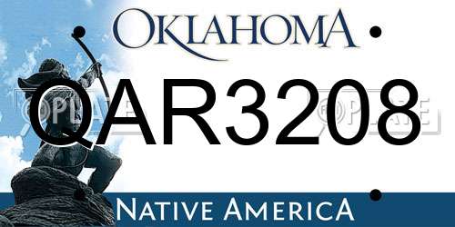 QAR3208 Oklahoma License Plate