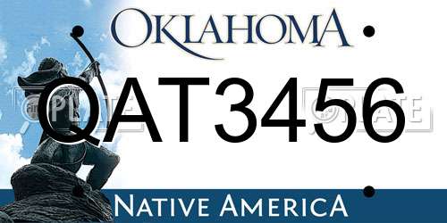 QAT3456 Oklahoma License Plate