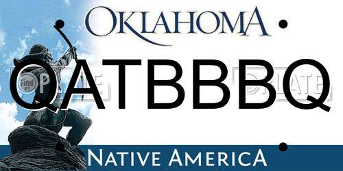 QATBBBQ Oklahoma License Plate