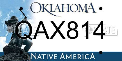 QAX814 Oklahoma License Plate