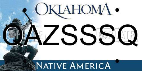 QAZSSSQ Oklahoma License Plate