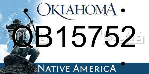 QB15752 Oklahoma License Plate