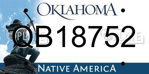 QB18752 Oklahoma License Plate