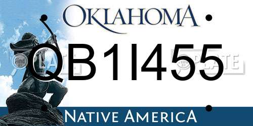 QB1I455 Oklahoma License Plate