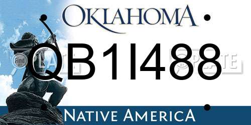 QB1I488 Oklahoma License Plate