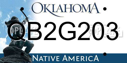 QB2G203 Oklahoma License Plate