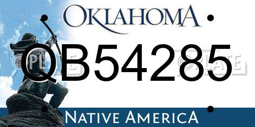 QB54285 Oklahoma License Plate