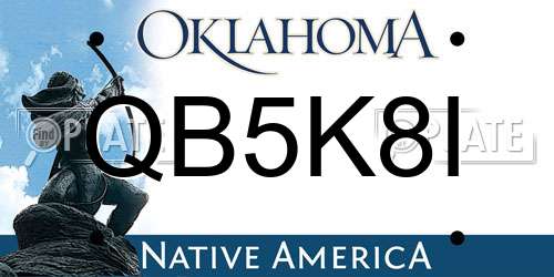 QB5K8I Oklahoma License Plate