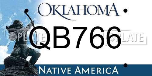 QB766 Oklahoma License Plate