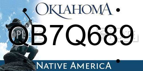 QB7Q689 Oklahoma License Plate