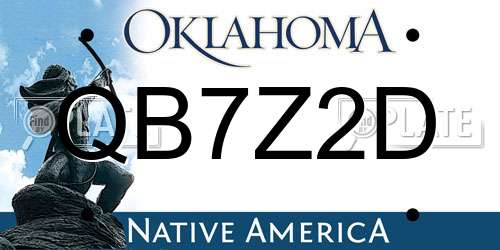 QB7Z2D Oklahoma License Plate