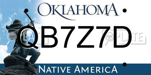 QB7Z7D Oklahoma License Plate
