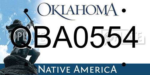QBA0554 Oklahoma License Plate
