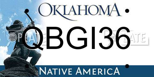 QBGI36 Oklahoma License Plate