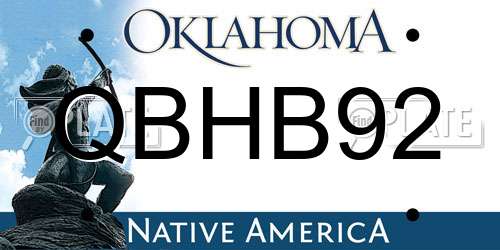 QBHB92 Oklahoma License Plate