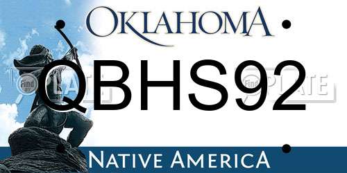 QBHS92 Oklahoma License Plate