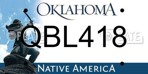 QBL418 Oklahoma License Plate