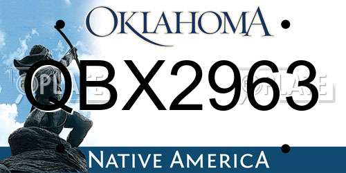 QBX2963 Oklahoma License Plate
