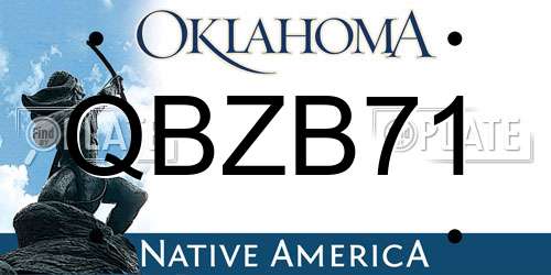 QBZB71 Oklahoma License Plate