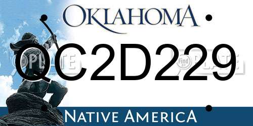 QC2D229 Oklahoma License Plate