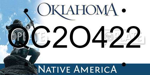 QC2O422 Oklahoma License Plate