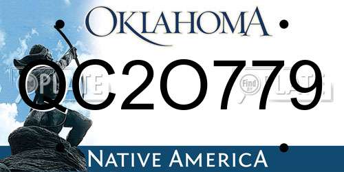 QC2O779 Oklahoma License Plate