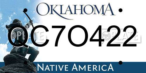 QC7O422 Oklahoma License Plate