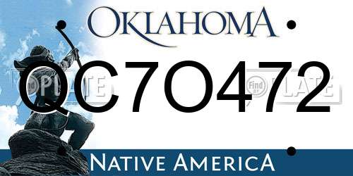 QC7O472 Oklahoma License Plate