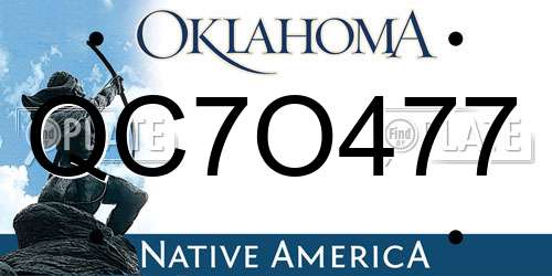 QC7O477 Oklahoma License Plate