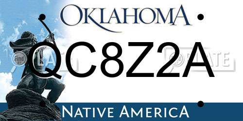 QC8Z2A Oklahoma License Plate