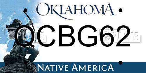 QCBG62 Oklahoma License Plate