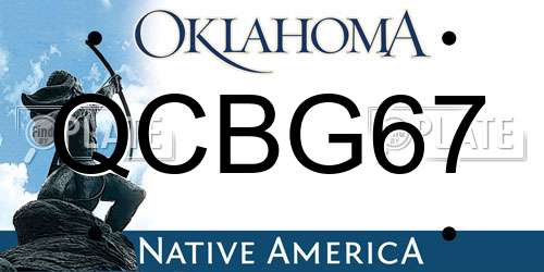 QCBG67 Oklahoma License Plate