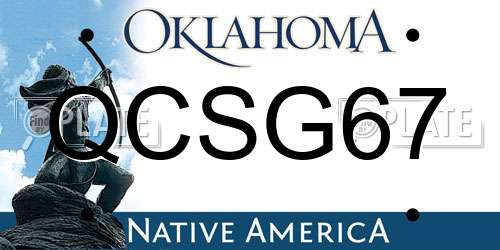 QCSG67 Oklahoma License Plate