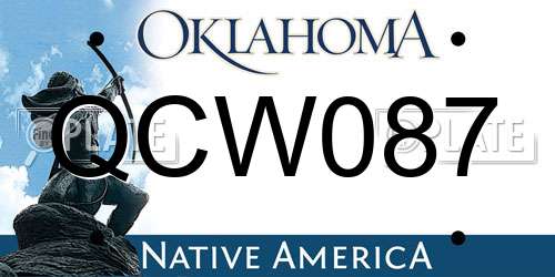 QCW087 Oklahoma License Plate
