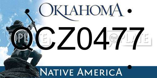 QCZ0477 Oklahoma License Plate